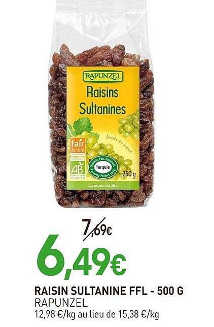 RAISIN SULTANINE FFL - 500 G RAPUNZEL
