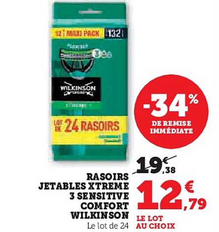 RASOIRS JETABLES XTREME 3 SENSITIVE COMFORT WILKINSON