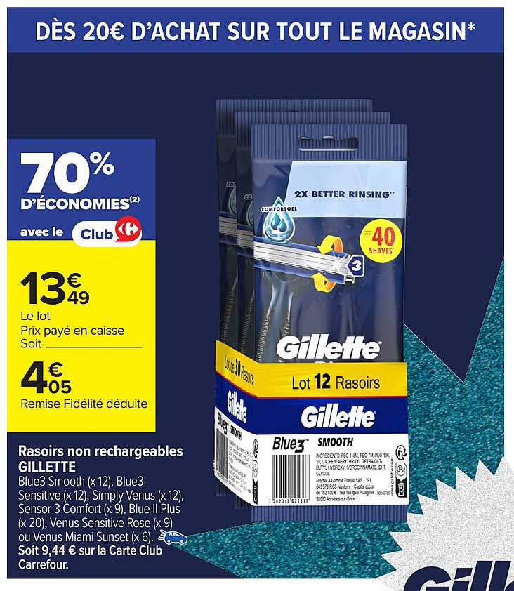 Rasoirs non rechargeables GILLETTE - Lot de 12