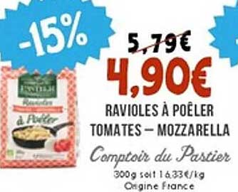 Ravioles à poêler tomates – mozzarella