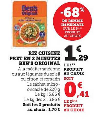 RIZ CUISINE PRET EN 2 MINUTES BEN'S ORIGINAL