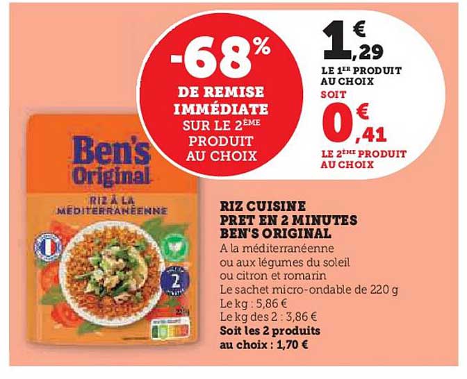 RIZ CUISINE PRÊT EN 2 MINUTES BEN'S ORIGINAL