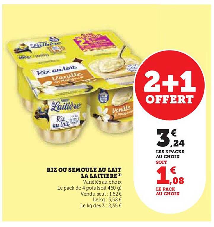 RIZ OU SEMOULE AU LAIT LA LAITIÈRE