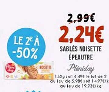 Sablés Noisette Épeautre - Pléniday