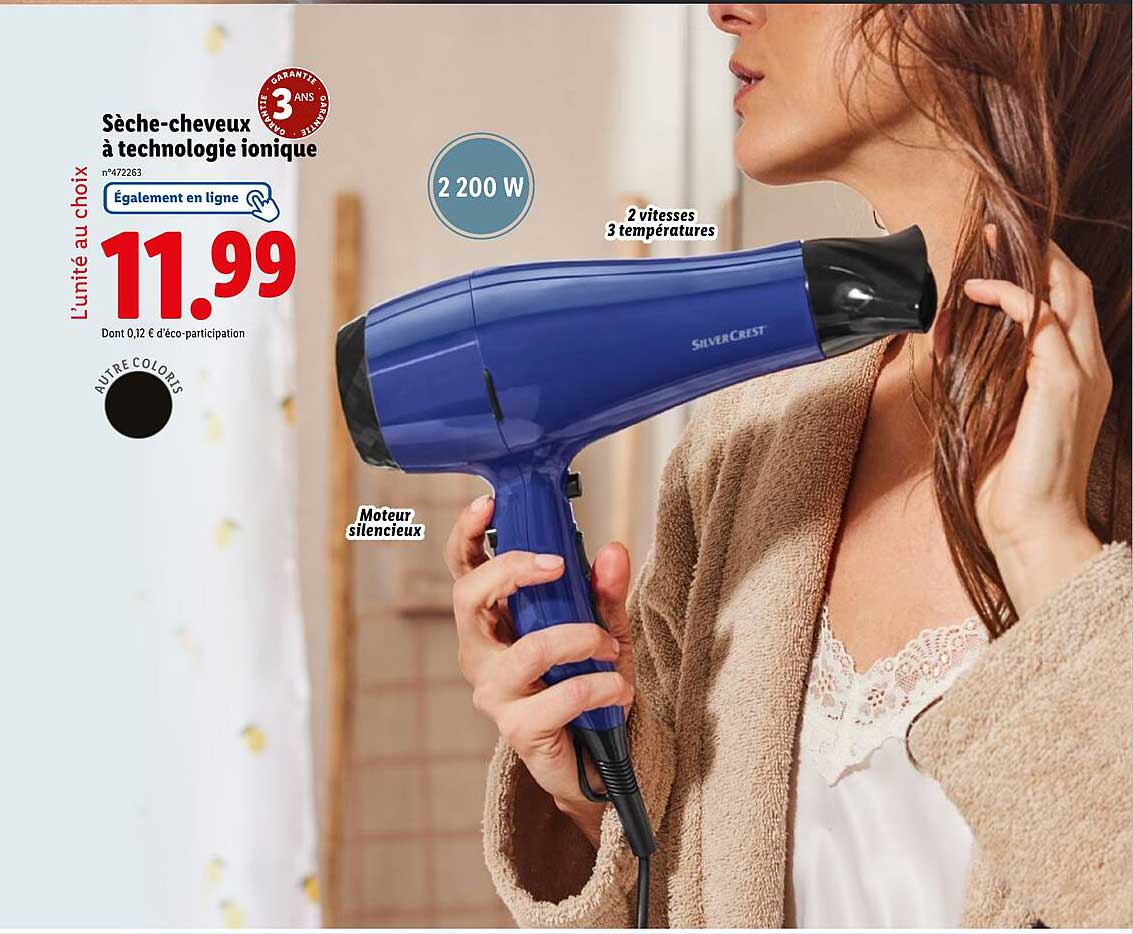 Sèche-cheveux à technologie ionique