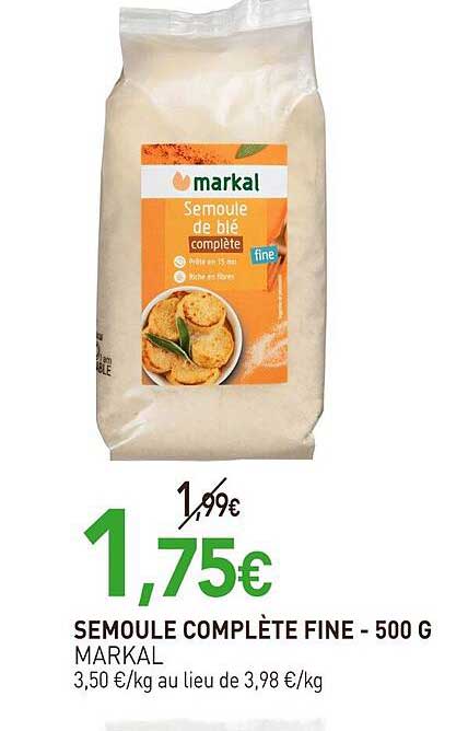 SEMOULE COMPLÈTE FINE - 500 G MARKAL