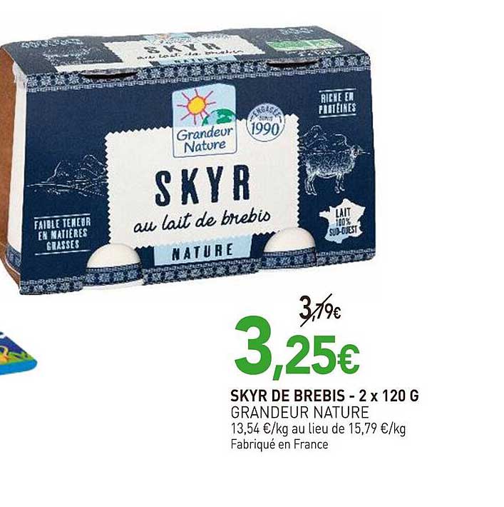 SKYR DE BREBIS - 2 x 120 G GRANDEUR NATURE