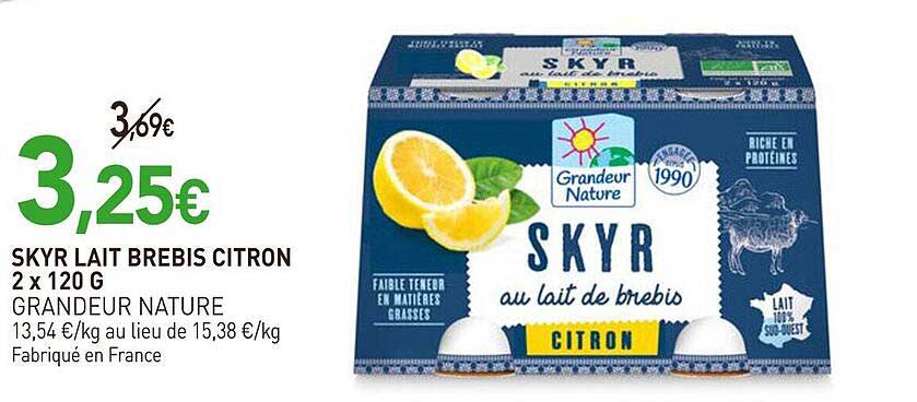 SKYR LAIT BREBIS CITRON 2 x 120 G