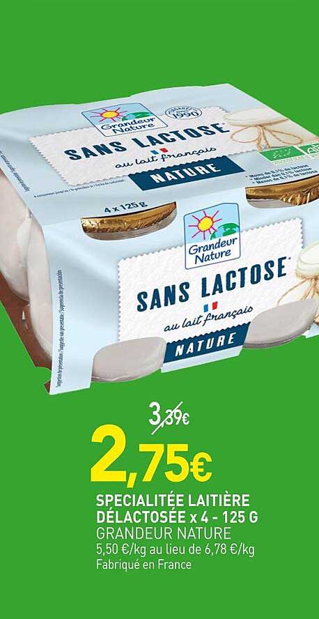 SPECIALITÉ LAITIÈRE DÉLACTOSÉE X 4 - 125 G