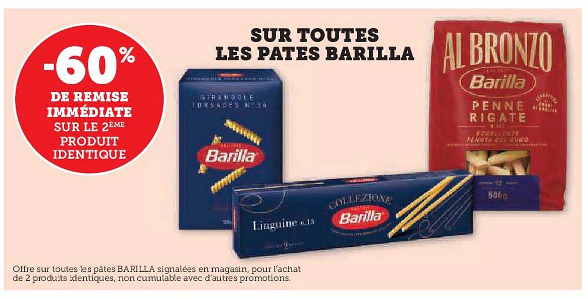 SUR TOUTES LES PATES BARILLA