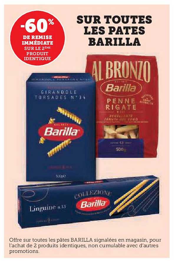 SUR TOUTES LES PATES BARILLA