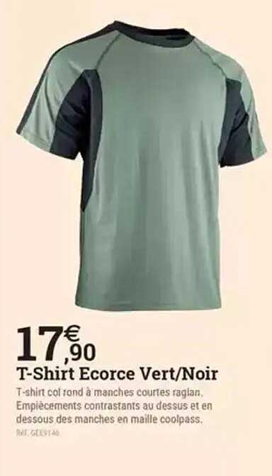 T-Shirt Ecorce Vert/Noir