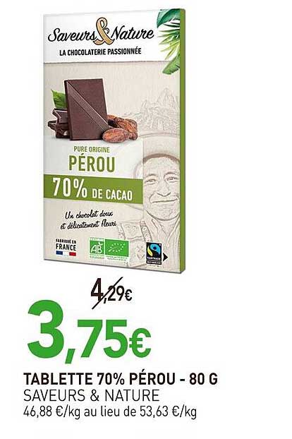 TABLETTE 70% PÉROU - 80 G