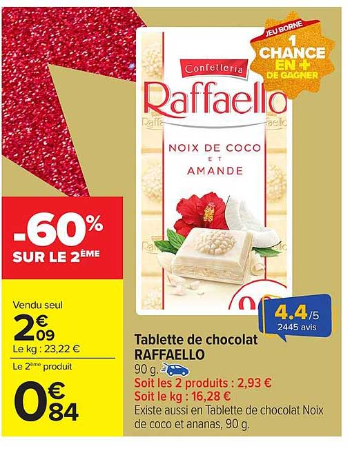 Tablette de chocolat RAFFAELLO