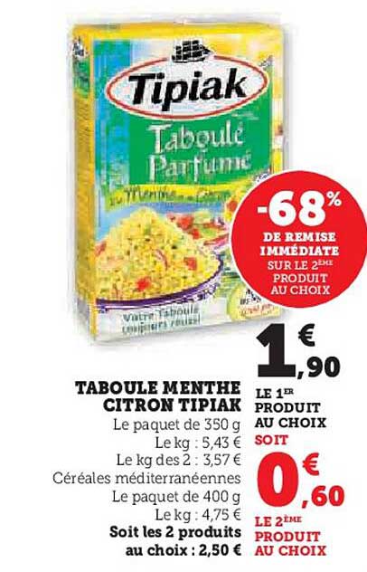 TABOULE MENTHE CITRON TIPIAK