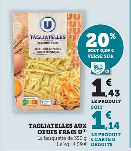 TAGIATELLES AUX OEUFS FRAIS U