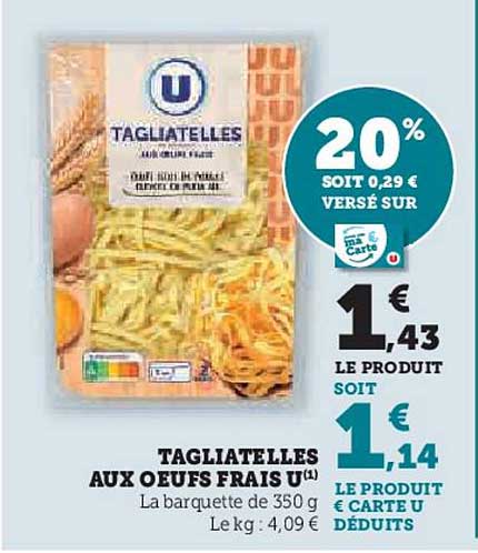 TAGIATELLES AUX OEUFS FRAIS U