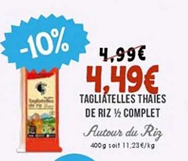 Tagliatelles thaïes de riz ½ complet