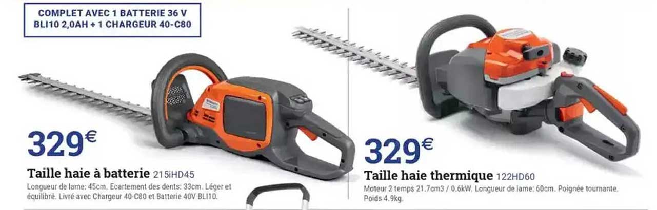 Taille haie à batterie 215iHD45 et Taille haie thermique 122HD60