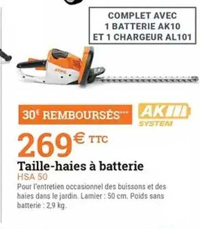 Taille-haies à batterie HSA 50