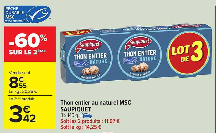 Thon entier au naturel MSC SAUPIQUET