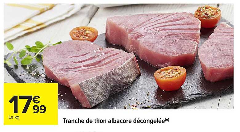 Tranche de thon albacore décongelée