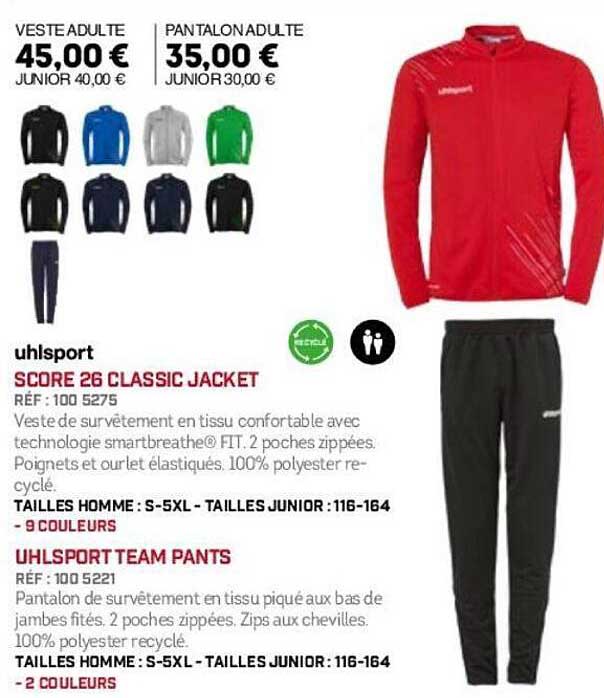 VESTE ADULTE 45,00 € JUNIOR 40,00 €