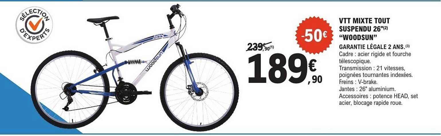 VTT MIXTE TOUT SUSPENDU 26" WOODSUN