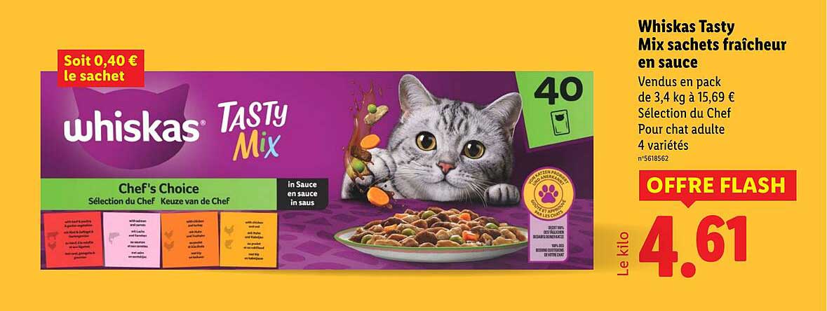 Whiskas Tasty Mix sachets fraîcheur en sauce