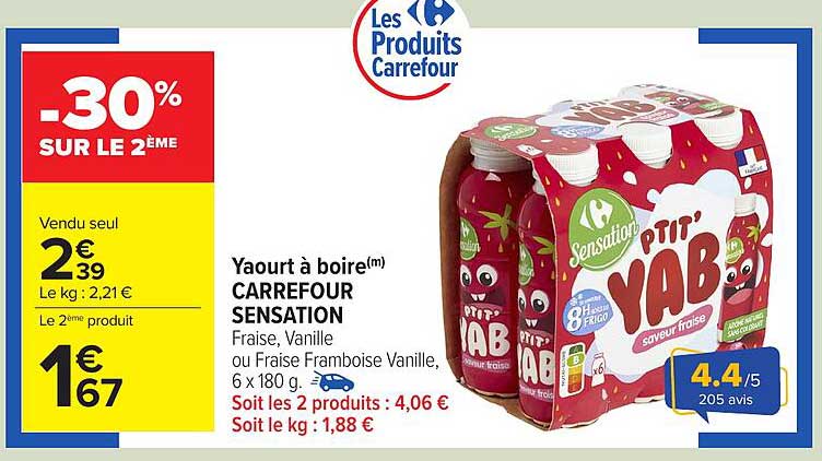 Yaourt à boire(m) CARREFOUR SENSATION