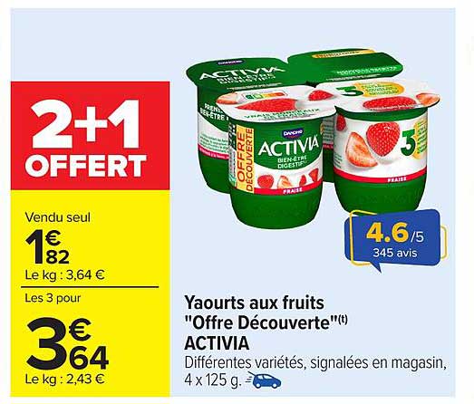 Yaourts aux fruits "Offre Découverte"(t) ACTIVIA
