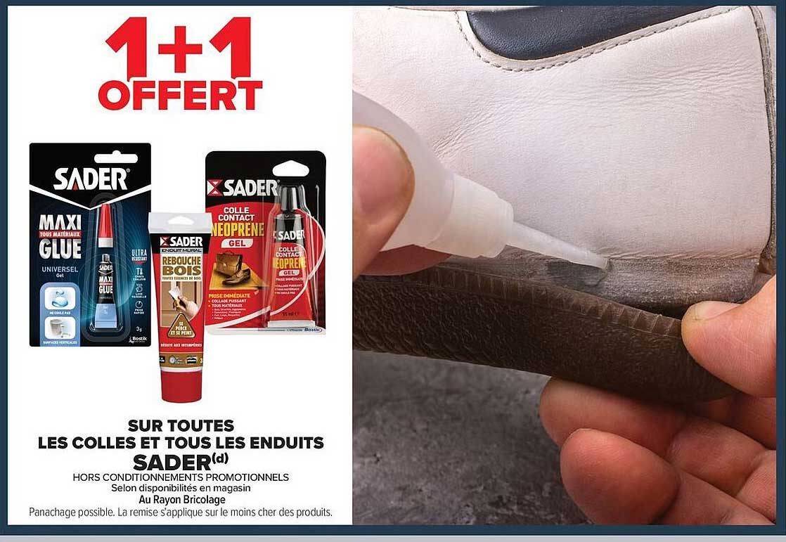 1+1 OFFERT SUR TOUTES LES COLLES ET TOUS LES ENDUITS SADER(d)