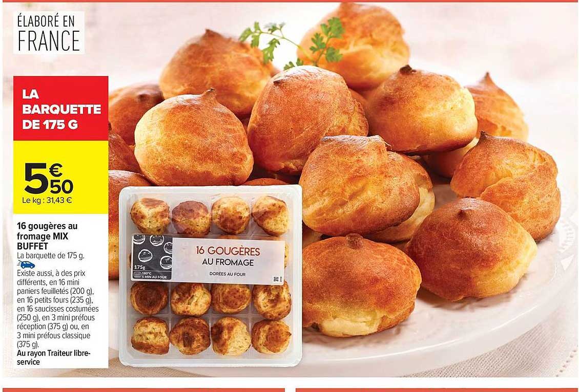 16 gougères au fromage MIX BUFFET