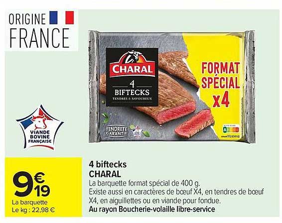 4 biftecks CHARAL