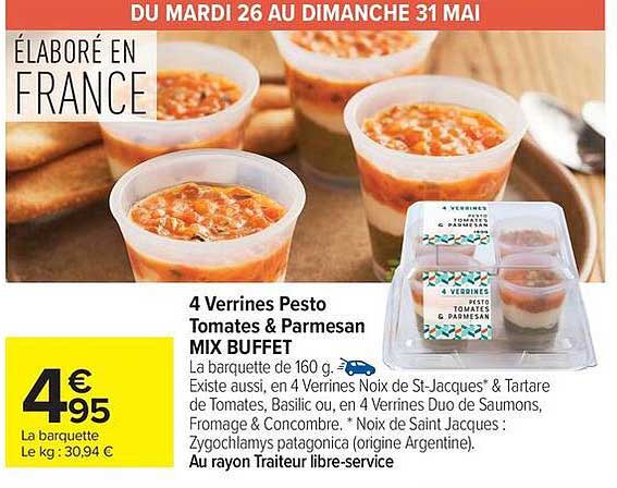 4 Verrines Pesto Tomates & Parmesan MIX BUFFET