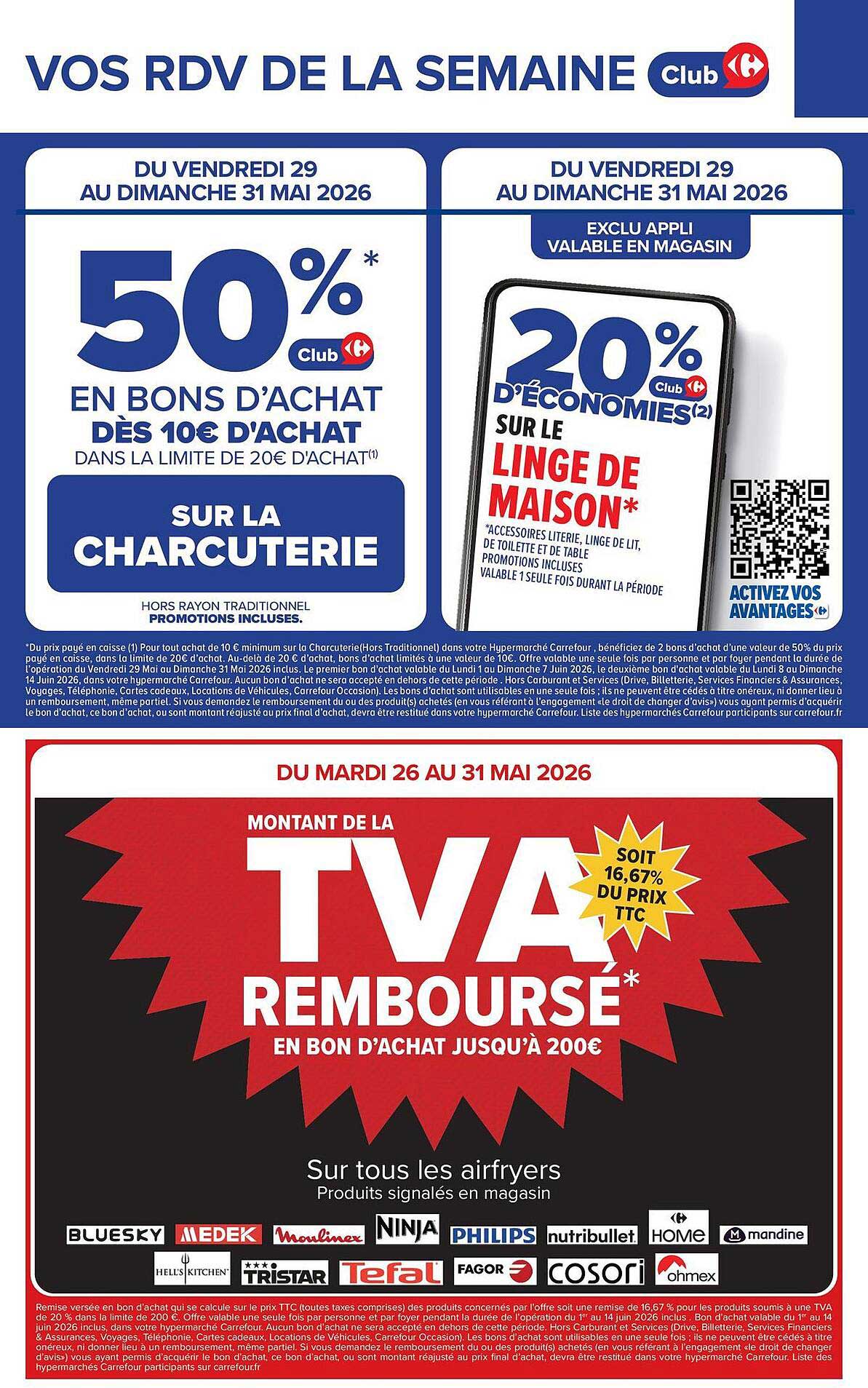 50% en bons d’achat dès 10€ d’achat sur la charcuterie