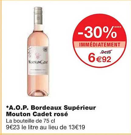 A.O.P. Bordeaux Supérieur Mouton Cadet rosé