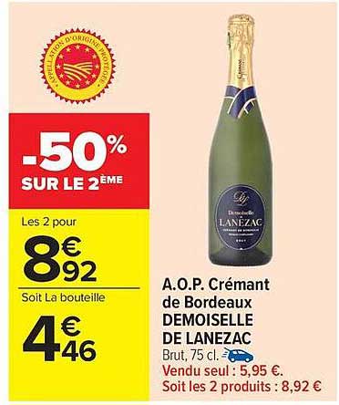 A.O.P. Crémant de Bordeaux DEMOISELLE DE LANEZAC Brut, 75 cl.