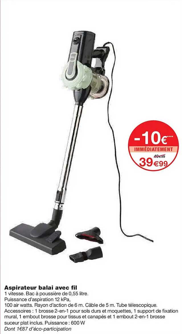 Aspirateur balai avec fil
