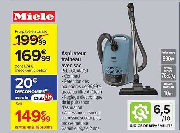 Aspirateur traineau avec sac