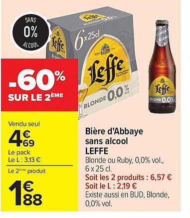 Bière d'Abbaye sans alcool LEFFE