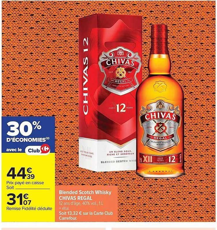 Blended Scotch Whisky CHIVAS REGAL 12 ans d'âge, 40% vol., 1L + étui