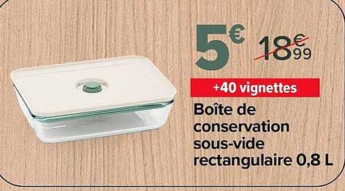 Boîte de conservation sous-vide rectangulaire 0,8 L