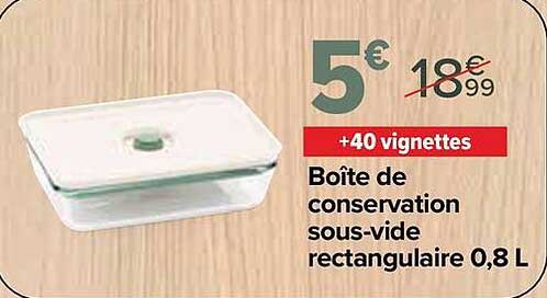 Boîte de conservation sous-vide rectangulaire 0,8 L