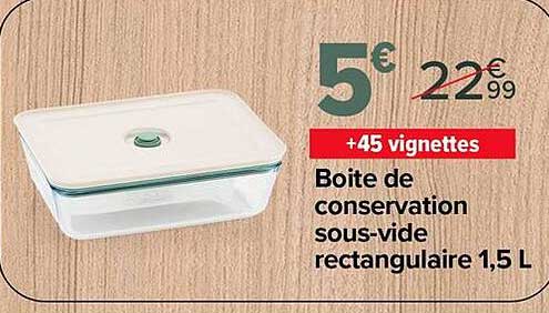 Boite de conservation sous-vide rectangulaire 1,5 L