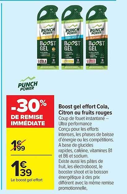 Boost gel effort Cola, Citron ou fruits rouges