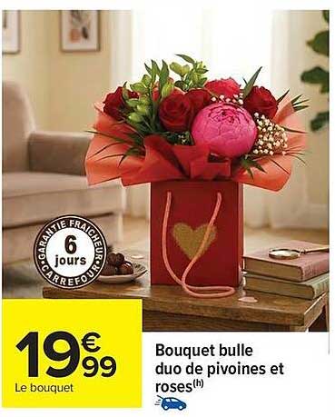 Bouquet bulle duo de pivoines et roses(h)