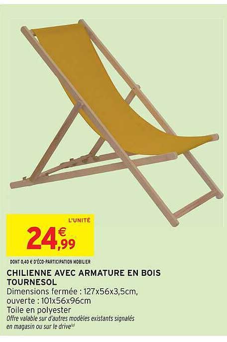 CHILIENNE AVEC ARMATURE EN BOIS TOURNESOL