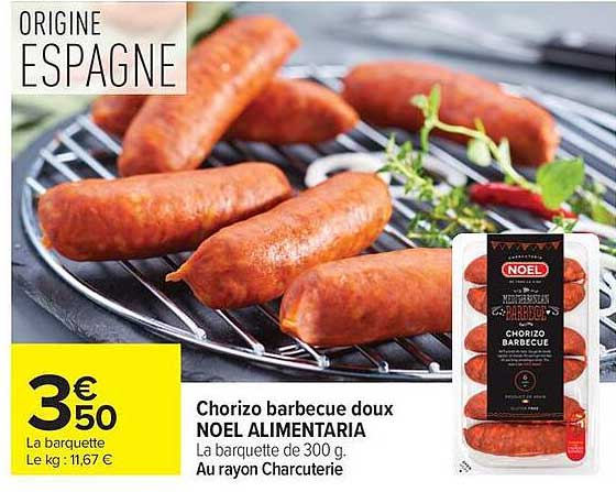 Chorizo barbecue doux NOEL ALIMENTARIA