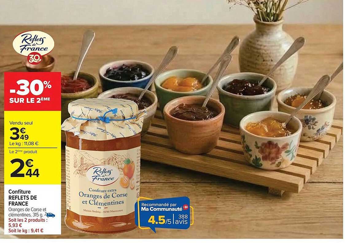 Confiture REFLETS DE FRANCE Oranges de Corse et clémentines 315 g
